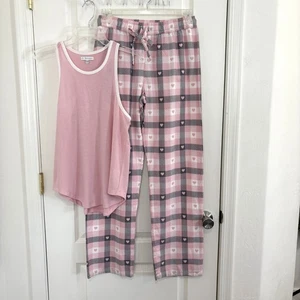 Pigiama PJ Salvage Plaid Hearts in flanella 2 pezzi canotta e pantaloni taglia media o XL - Foto 1 di 10