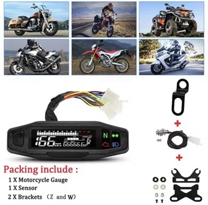 Tachimetro Digitale Per Moto Universale Strumentazione Display LCD Contagiri 12V - Foto 1 di 6