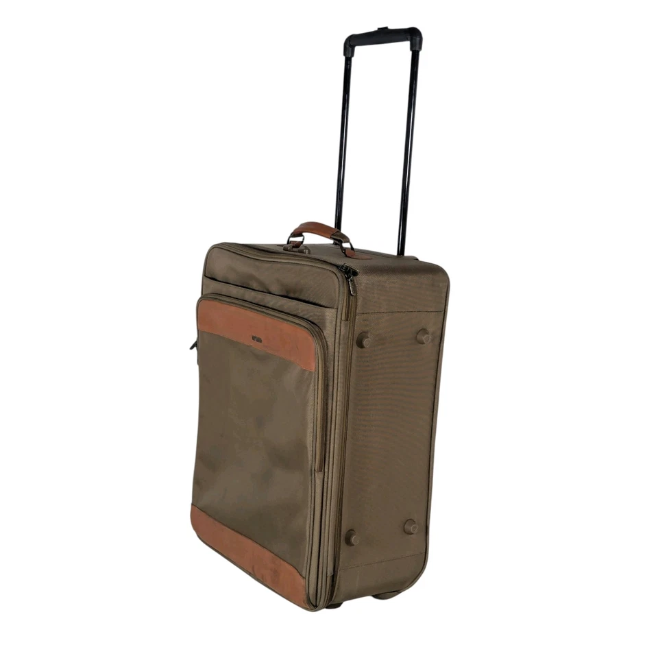 HARTMANN 25" Expandable Two Wheeled Luggage Suitcase Bag Tweed & Leather - Image 1 of 4