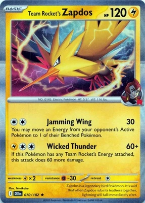 Team Rocket's Zapdos 070/182 - HOLO - SV10: Destined Rivals - NM - Image 1 of 2