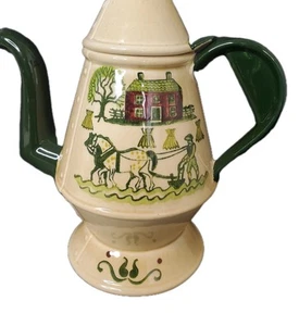 Vintage METLOX POPPY TRAIL Homestead Farm Horse Provincial Coffee Tea Pot  - Picture 1 of 13