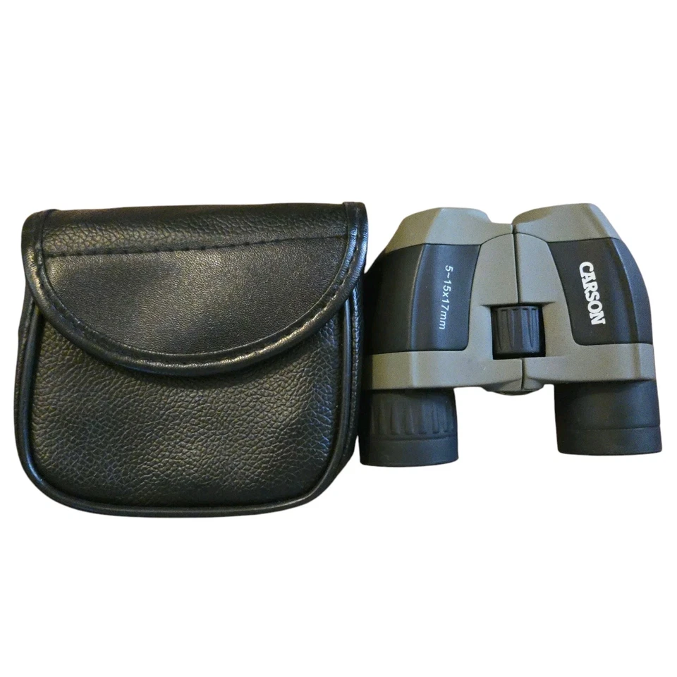 Carson adjustable 5-15x 17 compact binoculars 5.6-3.2 degree view angle - Image 1 of 4