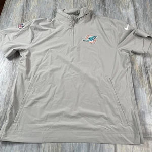 Miami Dolphins Hoodie Men XL Grey Nike Sideline Coach 1/4 Zip Short Sleeve - Picture 1 of 5