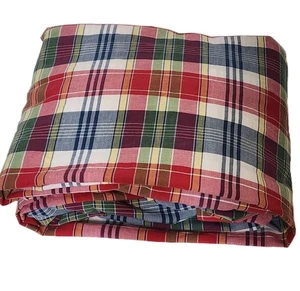 Vintage Ralph Lauren SUNDECK Plaid KING Fitted Sheet Portugal Cotton Madras 90s - Picture 1 of 5