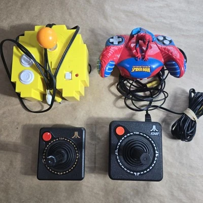 Plug and Play Arcade Controllers. Includes 3 Consoles, Spiderman, Atari, Pac-Man - Image 1 of 4
