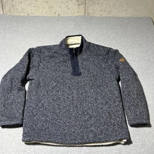 Orvis Herren Gr. Medium Viertelreißverschluss Sherpa Fleece gefütterter Pullover Sweater blau - Bild 1 von 7