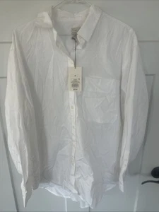 Camicia donna M bianca nuova con etichetta A New Day Boyfriend blusa cotone bottoni con taschino - Foto 1 di 7