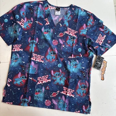 Lilo & Stitch Cherokee Scrubs Tooniforms Unisex V Neck Top Size Small  TF701 - Image 1 of 4