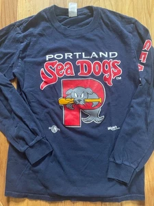 Portland Sea Dogs Long Sleeve T-Shirt Small Maine Navy Blue - Picture 1 of 4