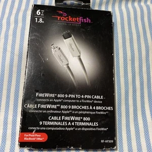Rocketfish RF-AP309 6 Ft FireWire 800 9-Pin to 4-pin Cable for Macbook/iMac DG2 - Picture 1 of 2