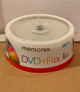 25 Pack Memorex DVD+R 8X 8.5GB Data 240 Min Video Blank Media Factory Sealed - Picture 1 of 8