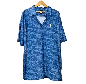 FootJoy UOMO 2XL USATO Cloud Camo TrueBlue Polo Golf Camicia Collo Elasticizzato - Foto 1 di 13