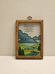 Glasmalerei Plakette "Ich glaube an Gott" 5x7 Holzrahmen Wandbild religiös - Bild 1 von 6