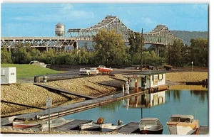 Mississippi River Bridge, Winona, Minnesota Beer Signs 1960s Vintage Postcard - Picture 1 of 2