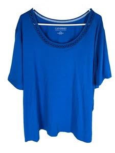 Camisa CATHERINES Talla Grande 4X Colección Suprema Azul Sólido Elástico Top NUEVA - Imagen 1 de 5