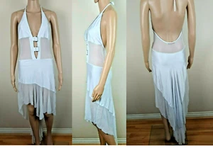 Sexy Clubbing Dress Size 10 to 12 Long White Midi Halter Outfit Cocktail Party - Picture 1 of 4