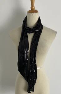 Scarf Black Sequin Long Skinny Belt Julien MacDonald Designer Debenhams - Picture 1 of 18