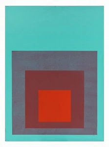 Abstract Painting Acrylic Hard Edge Geometric Mid Century Vintage Josef Albers - Picture 1 of 2