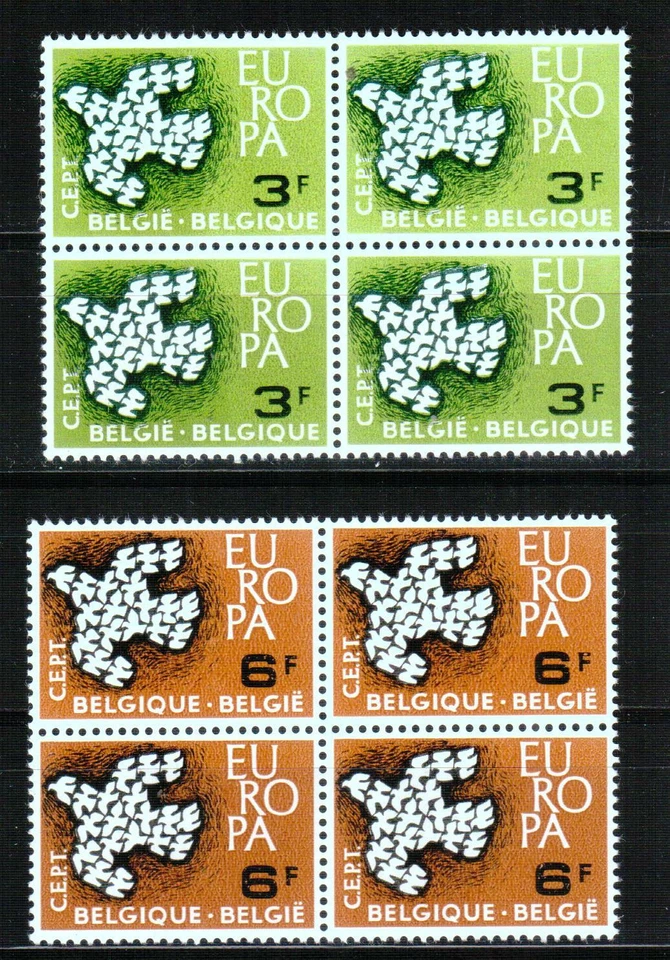 BÉLGICA 1961 EUROPA CEPT  BLOQUE DE 4 SERIES NUEVAS - Imagen 1 de 1