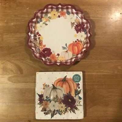 Lot of 2 - The Pioneer Woman Harvest Thanksgiving Paper Dinner Plates Napkins