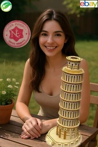 Kit de rompecabezas de madera 3D de torre Pisa modelo hecho a mano diseñado con láser para adultos adolescentes - Imagen 1 de 24