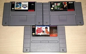 super snes Lot of 3 original Baseball Games Bases Loaded Big Hurt MLBPA MLB - Picture 1 of 1