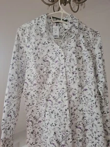New With Tags Eddie Bauer Womens M(10/12) Cotton Floral Fitted Shirt/blouse Top - Picture 1 of 12