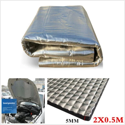 Car Hood Exhaust Heat Shield Mat Muffler Hood Insulation PE Aluminum Cotton Mat - Image 1 of 4
