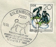 Eilenburg. 1986. Sonderstempel. Wind- und Rennhunde. echt gelaufen