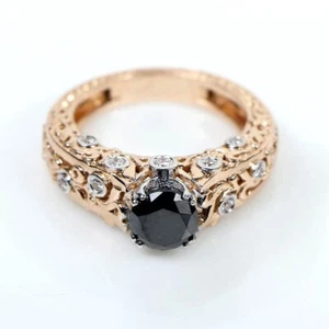 6 Gram Black & White Diamond Ring In Rose Gold Finish Quality AAA Certified Ring - Picture 1 of 9