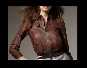 $1200 Bird by Juicy Couture Riley Giacca Bomber Pelle Tabacco Marrone M SPLENDIDO - Foto 1 di 12