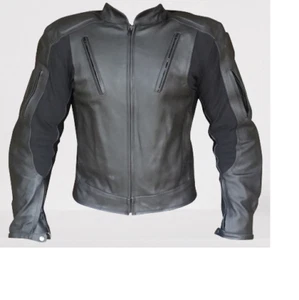 Handmade Men Gray Leather Padded Biker Jacket, Manchester Motorbike Leather Jac - Picture 1 of 3
