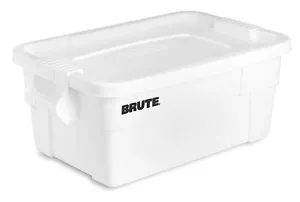 14 Gal Tote Storage Bin Boxes W/ Lid Stackable Garage Basement Plastic White New - Picture 1 of 8