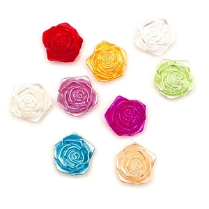 5 große Rosen Blüten Dekosteine 1,8cm zum Kleben Basteln als Streudeko Farbwahl - Bild 1 von 20