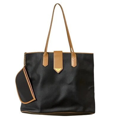 Bolso de Mano YSL Negro PVC Cartera YVES SAINT LAURENT De Colección Auténtico De Japón Foto 1 de 4