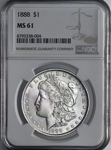 1888-P $1 MORGAN SILVER DOLLAR  NGC MS61 #6795338-004 MINT STATE FRESHLY GRADED! Cover