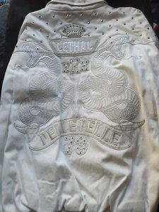 Pelle Pelle Lethal XXX 78 White Jacket 6XL Studded Cotton Embroidered Coat - Picture 1 of 4