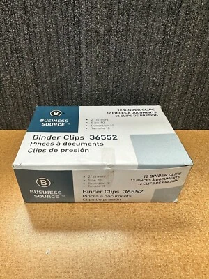 Business Source - 36551 Caja de 12 Clips de Carpeta - Tamaño 5 - 1/4" - Negro Foto 1 de 3