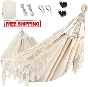 Hamaca con capacidad de carga de 500 lb, borlas y tejido de cola de pez US NUEVO - Picture 1 of 8