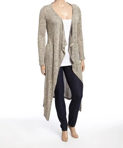 Nuevo cárdigan abierto para mujer talla grande beige tejido manga larga talla 1X EE. UU. - Imagen 1 de 1
