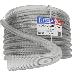 1.25 inch (32mm) CLEAR CORRUGATED FLEXIBLE HOSE FISH POND PUMP MARINE PVC PIPE - Picture 1 of 15