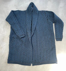 Cárdigan de punto doble 100 % lana merino Aran Crafts Ireland bolsillos XL nuevo sin etiquetas - Imagen 1 de 8