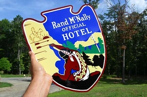 Insegna da viaggio old style rand McNALLY ""HOTEL FRECCIA"" TIPO VINTAGE MADE IN USA - Foto 1 di 9