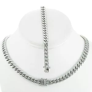 Pulsera Miami Cuban Link 8 mm 8"" y cadena 18"" acero inoxidable antideslustre - Imagen 1 de 4