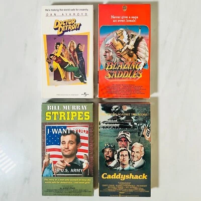 VHS - Lot of 4 - Stripes - Caddyshack - Doctor Detroit - Blazing Saddles - Image 1 of 4