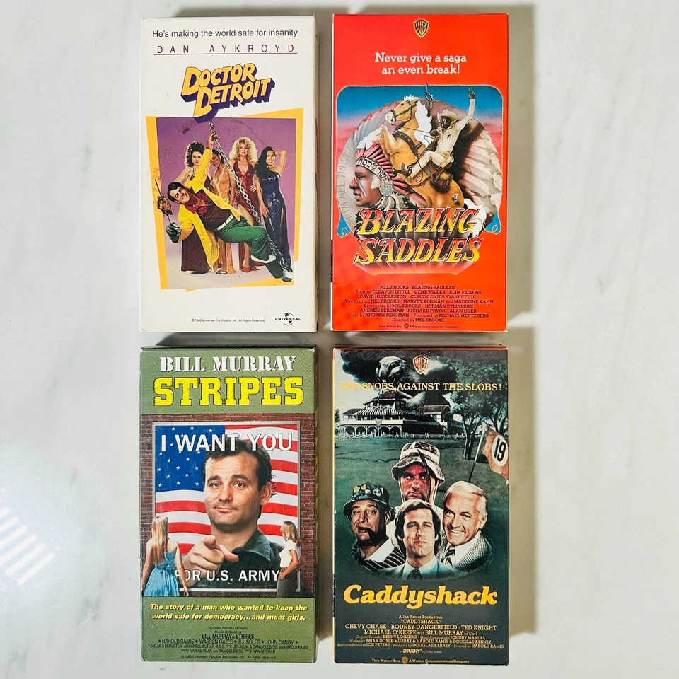 VHS - Lot of 4 - Stripes - Caddyshack - Doctor Detroit - Blazing Saddles - Image 1 of 4
