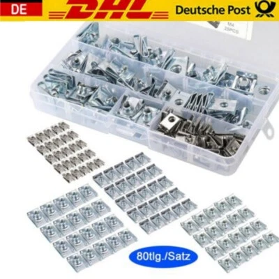 80tlg Blechmutter M4 M5 M6 M8 Blattmuttern Clip Mutter Schnappmutter Federmutter - Bild 1 von 4