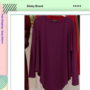 Slinky Brand Long-Sleeve Boat Neck Sweater Tunic in Plum, [XS] - Picture 1 of 1