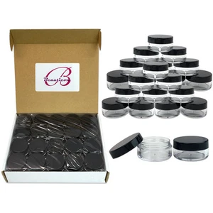 1000 Pieces 3 Gram/3ML Black Plastic Makeup Cosmetic Cream Sample Jar Containers - Picture 1 of 7