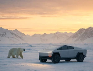 Cybertruck and Polar Bear - art print 8"x10" - Picture 1 of 1